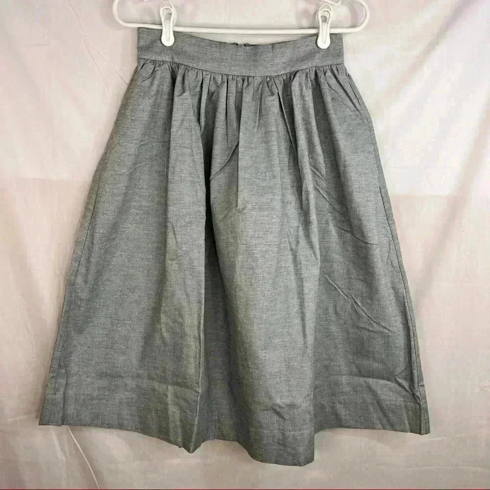 ACHRO Womens High Waisted Midi Pleated Pinstripe Skirt Sz S NWT Career Luxury - Picture 3 of 11
